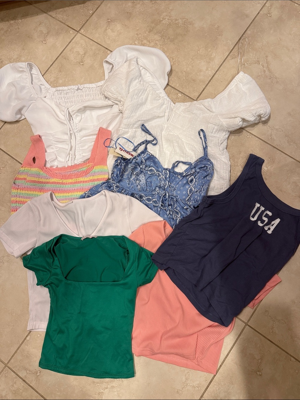 Mixed Women's Tops Bundle - White, Navy, Green, Coral, Blue